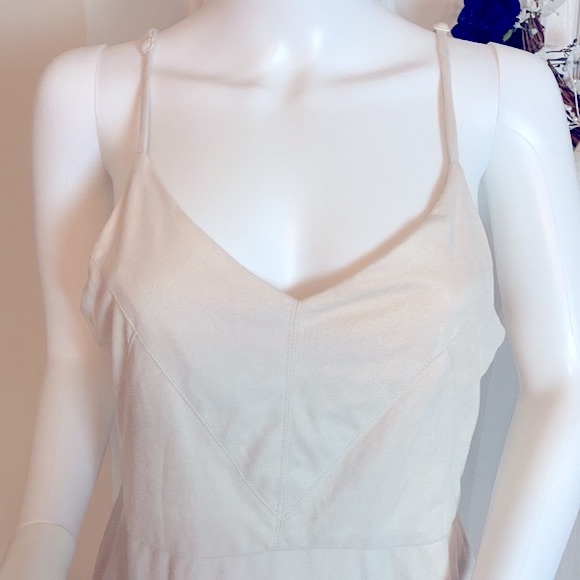 Faux Sued Dress with Adjustable Straps in Cream - Picture 6 of 7